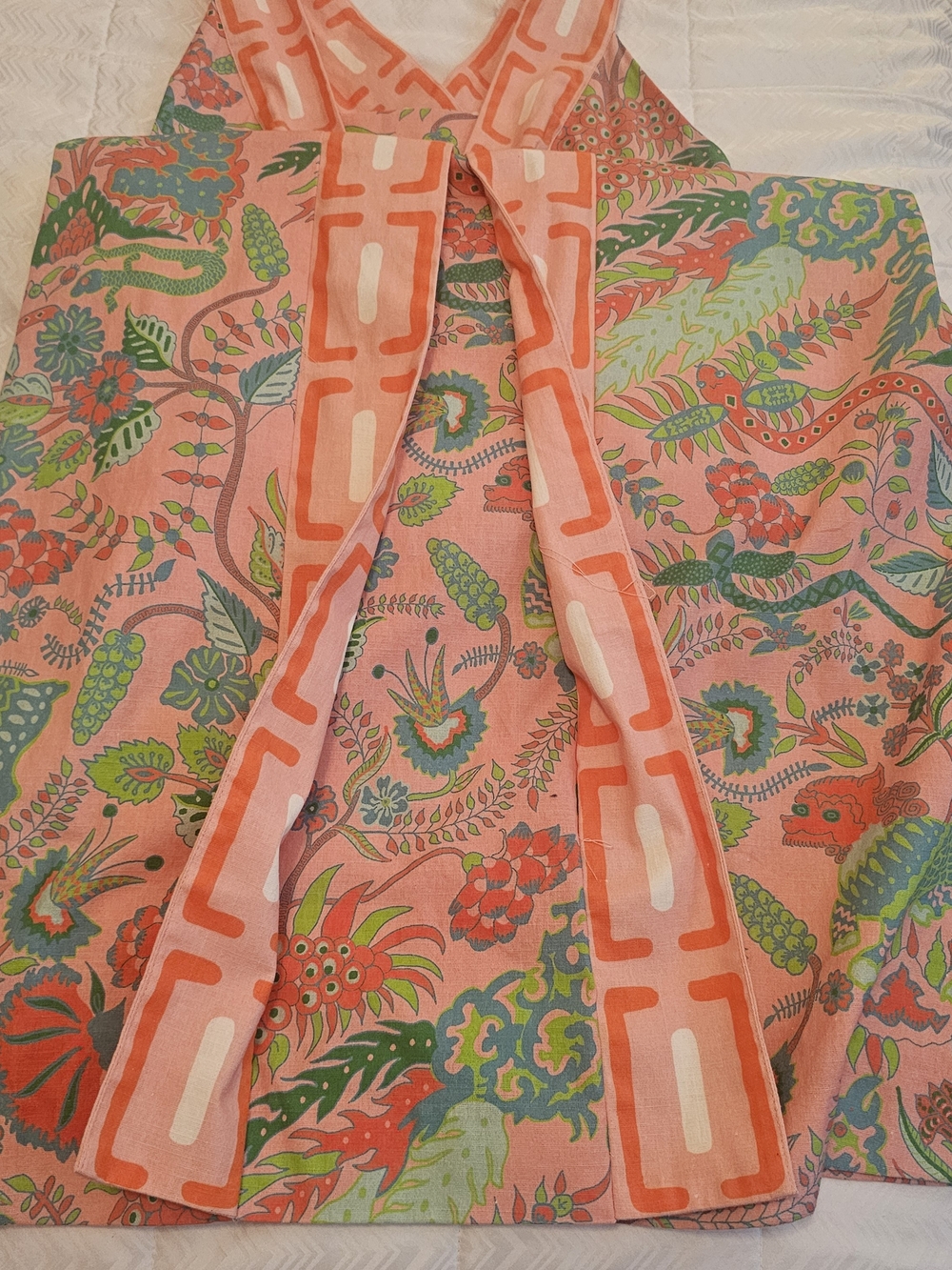CK Bradley Gwendolyn maxi dress features a bright floral coral print Sz L - Picture 9 of 10